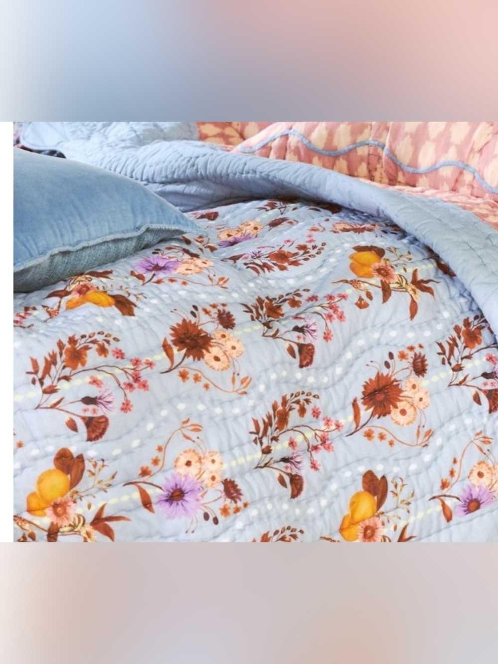 Anthropologie Iluka Cotton Printed Floral Quilt NEW  ~King ( 104 x 96)